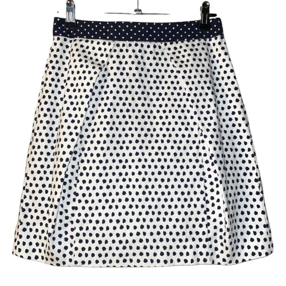 ZARA Nautical Polka Dot Pleated Mini Skirt Pockets Navy White XS Cotton - Picture 4 of 8